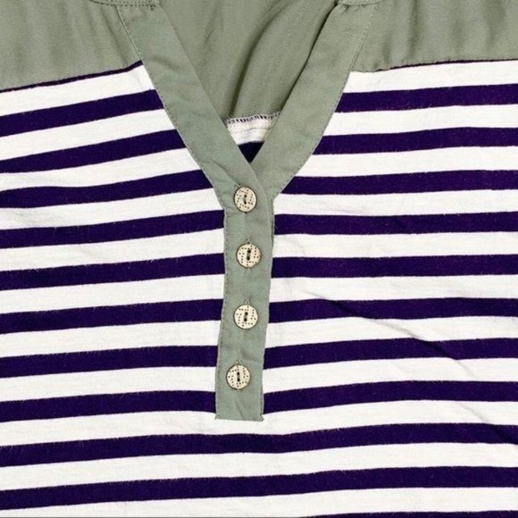 BKE Striped Henley Olive & Deep Purple Size Small - Picture 4 of 7